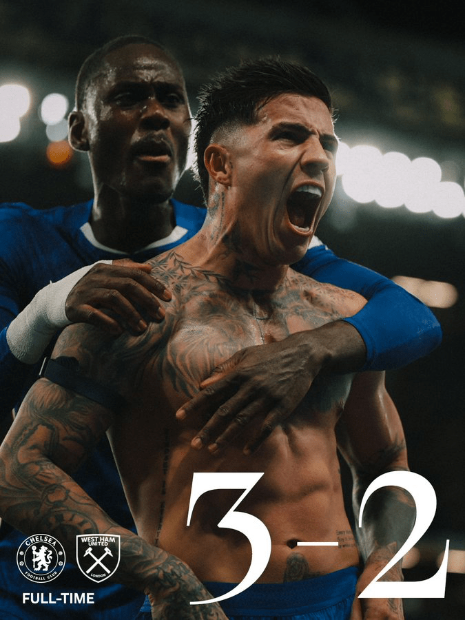 Remontada épica: Chelsea le da la vuelta al West Ham y se impone 3-2 en Stamford Bridge.