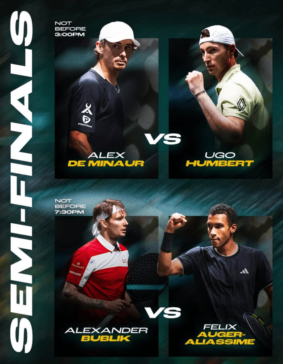 Auger-Aliassime y De Miñaur avanzan con autoridad a la&nbsp;final